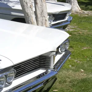 Close-up of a white vintage car Close-up of a white vintage car