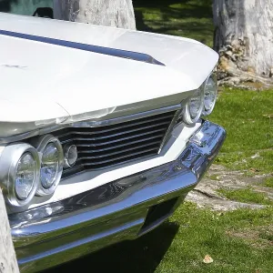 Close-up of a white vintage car Close-up of a white vintage car