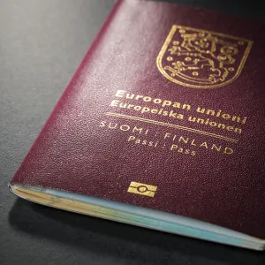 Closeup of Finnish Finland passport Closeup of Finnish Finland passport