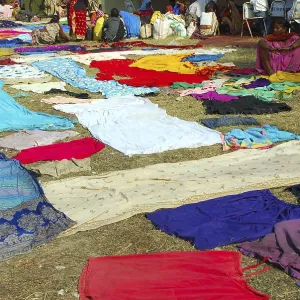 Clothes drying at Ganga Sagar Mela