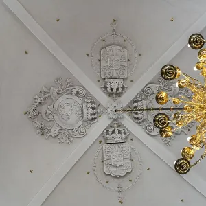 Coat of arms on the ceiling of the Evangelical Lutheran Church of the Saviour in front of Frelsers Kirke Coat of arms on the ceiling of the Evangelical Lutheran Church of the Saviour in front of Frelsers Kirke