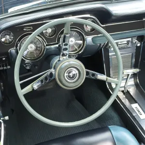 Cockpit of a classic Ford Mustang car