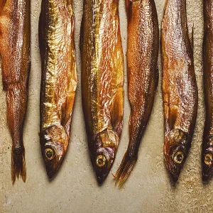 Cold smoked capelin, on the table