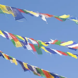 Colored prayer flags at Boudhanath stupa Colored prayer flags at Boudhanath stupa