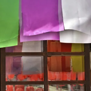 Colorful window at Ji-an Keishuin temple