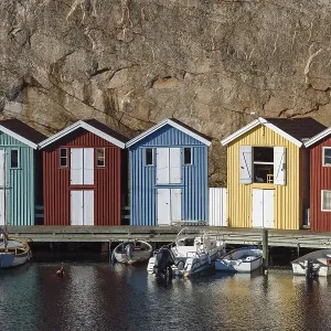 Colourful Boathouses Print of Smoegen Harbour Colourful Boathouses Print of Smoegen Harbour