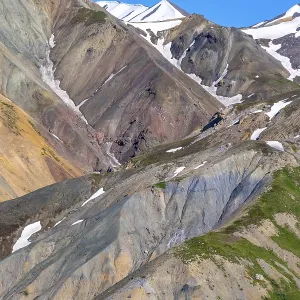 Colourful mountains, picturesque mountain scenery on Gulkana Glacier