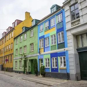Colourful painted residential house in the old town