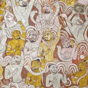 Colourful wall painting, fresco Colourful wall painting, fresco