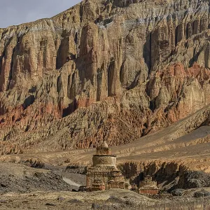 Colourfully painted Buddhist stupa