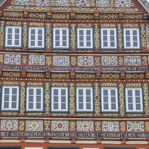 Colourfully Painted Half-Timbered House Print, Stadthagen, Germany