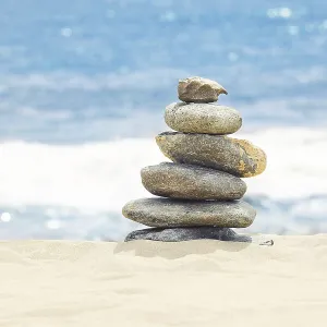 Concept of Balance and Harmony Print: Coastal Rocks at Sea
