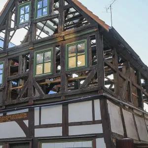 Cored half-timbered house under restoration Cored half-timbered house under restoration