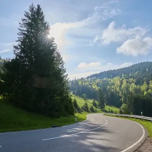 Country road, low mountain landscape