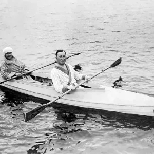 Couple in a Kayak Print, 1920s Wannsee Berlin Germany Couple in a Kayak Print, 1920s Wannsee Berlin Germany