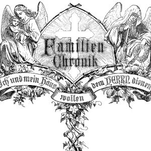 Cover picture family chronicle with happy and mourning angels Cover picture family chronicle with happy and mourning angels