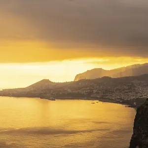 Cristo Rei viewpoint at sunset in Funchal in summer
