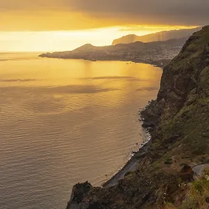 Cristo Rei viewpoint at sunset in Funchal in summer