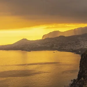 Cristo Rei viewpoint at sunset in Funchal in summer