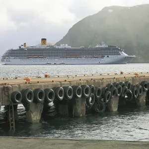 Cruise ship in Honningsvag at Nordkapp