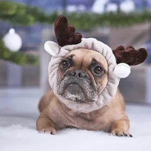 French Bulldog in Reindeer Antlers Print