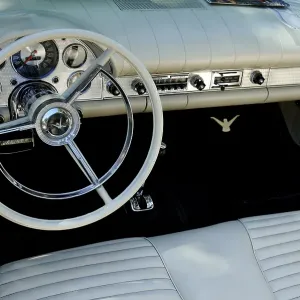 Dashboard and cockpit of a 1951 Ford at a Classic Car Show in Belvidere