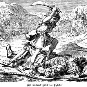 David kills the Philistine with his sword