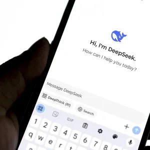 Deepseek Ai logo is displayed on smartphone Deepseek Ai logo is displayed on smartphone