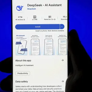 Deepseek Ai logo is displayed on smartphone Deepseek Ai logo is displayed on smartphone