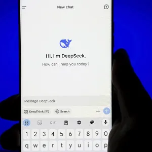 Deepseek Ai logo is displayed on smartphone Deepseek Ai logo is displayed on smartphone