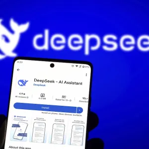 Deepseek Ai logo is displayed on smartphone Deepseek Ai logo is displayed on smartphone
