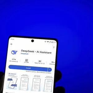 Deepseek Ai logo is displayed on smartphone Deepseek Ai logo is displayed on smartphone