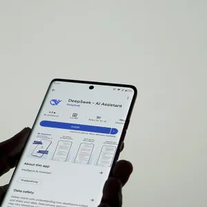 Deepseek Ai logo is displayed on smartphone Deepseek Ai logo is displayed on smartphone
