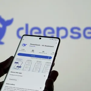 Deepseek Ai logo is displayed on smartphone Deepseek Ai logo is displayed on smartphone