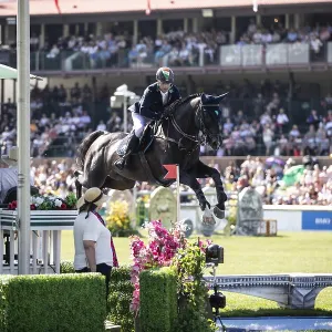 Denis Lynch of Ireland and riding Vistogrand compete in the first round of the 1 Denis Lynch of Ireland and riding Vistogrand compete in the first round of the 1