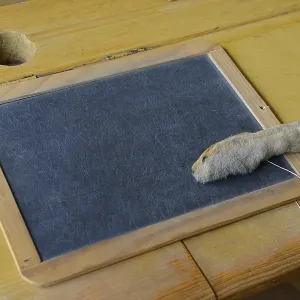 Desk with slate board and rabbit's foot Desk with slate board and rabbit's foot