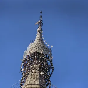 Détail du sommet de la Sule Pagode, Rangoon, Yangon, Birmanie, Myanmar, Asie 1982