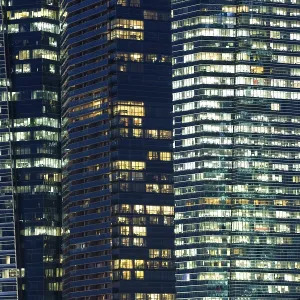 Detailed night windows pattern in modern city