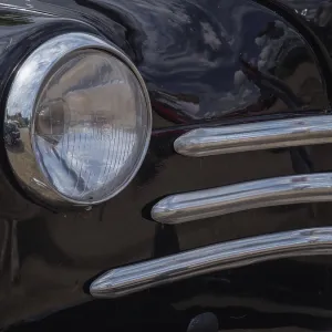 Detailed view of a black vintage car Detailed view of a black vintage car