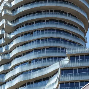 Detailed View of Curved Balcony Facade Print, Tirana, Albania Detailed View of Curved Balcony Facade Print, Tirana, Albania