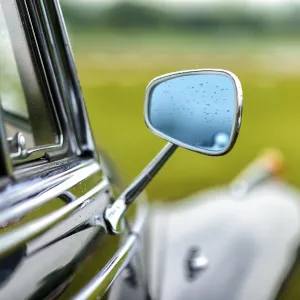 Details of a classic car in a museum Details of a classic car in a museum