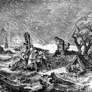 Devastation of the North Sea, storm surge of 1834 on the Halligen Devastation of the North Sea, storm surge of 1834 on the Halligen