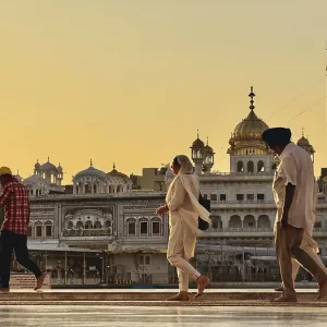 Devotees at the Harmandir Sahib or Hari Mandir (temple of God)