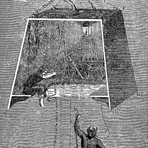 Diver with diving bell, then caisson Diver with diving bell, then caisson