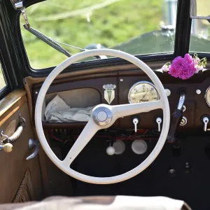 DKW steering wheel at classic car exhibition