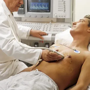 Doctor and patient at a ECG, electrocardiographic examination