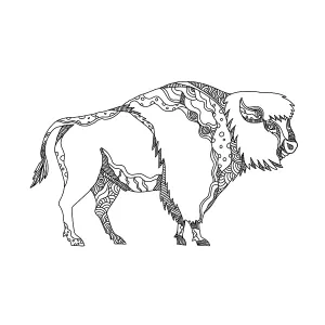 Doodle art illustration of an American bison Doodle art illustration of an American bison