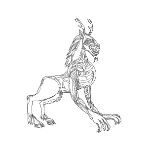 Doodle art illustration of a wendigo or windigo Doodle art illustration of a wendigo or windigo