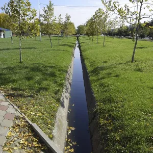 Drain drain for water. Autumn in the park Drain drain for water. Autumn in the park