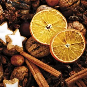 Dried slices of orange with Christmas decoration